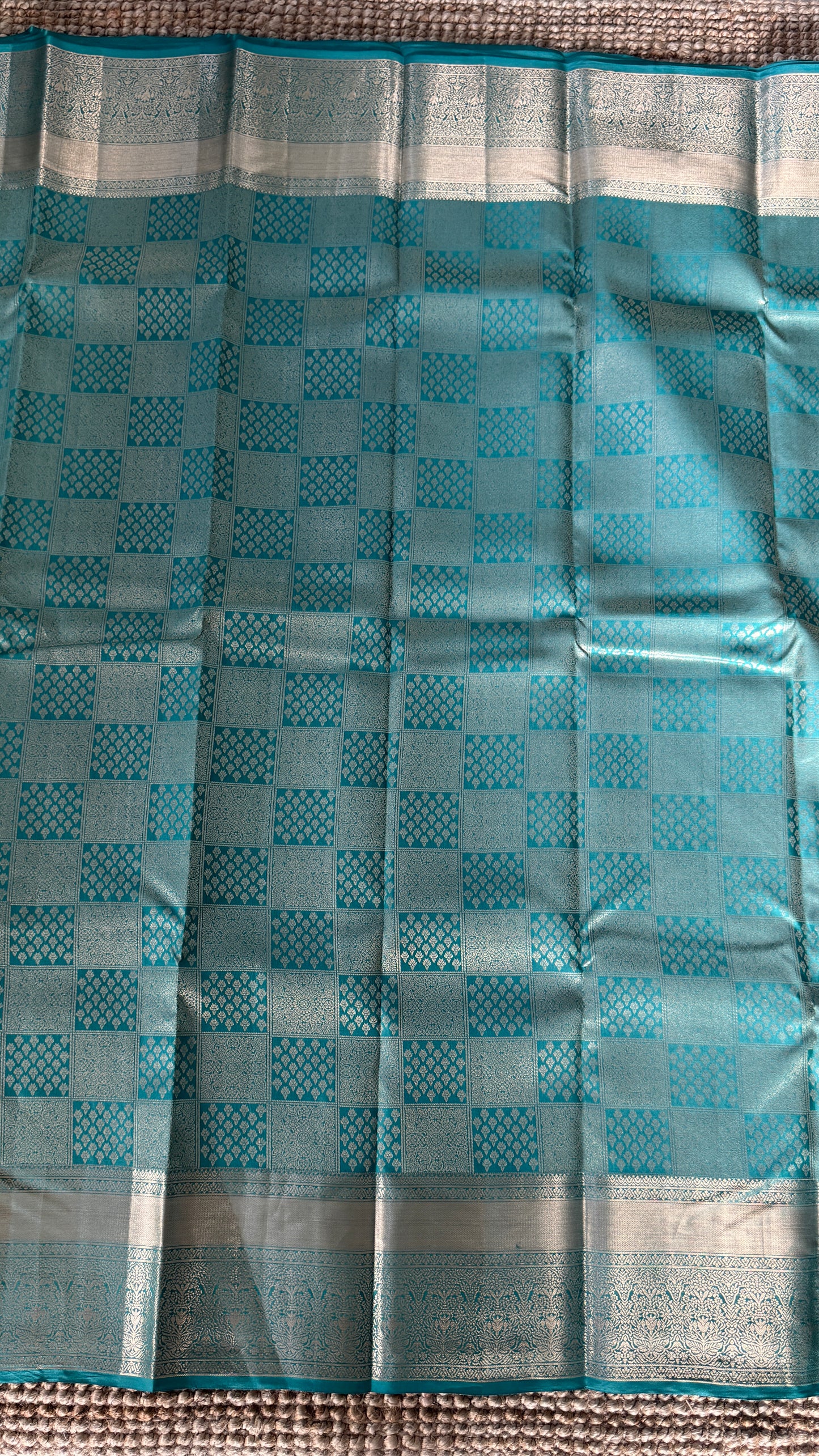 Pure Kanchivaram Silk Saree – Aqua Blue