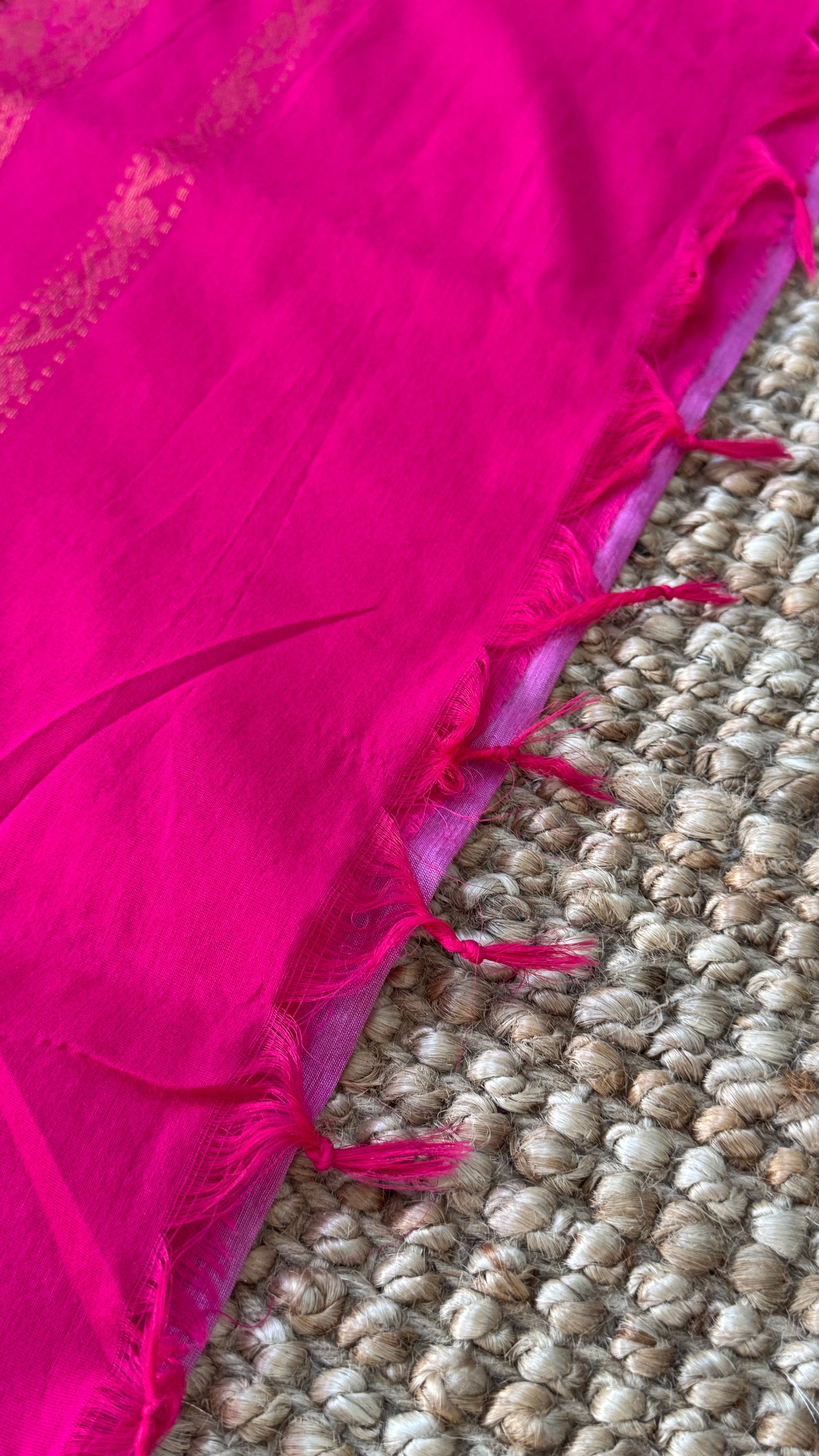 Purely Hand-Woven - Light Pink Cotton Silk Saree with Dark Pink Border