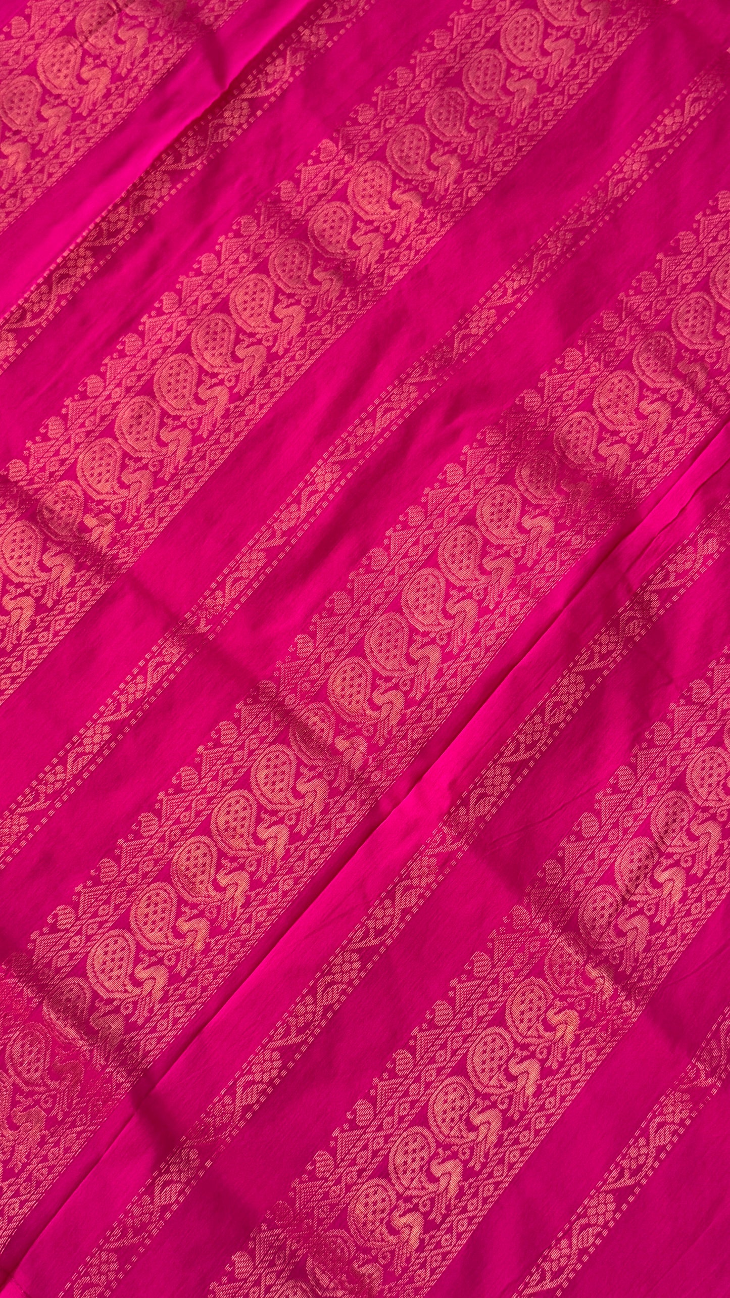 Purely Hand-Woven - Light Pink Cotton Silk Saree with Dark Pink Border