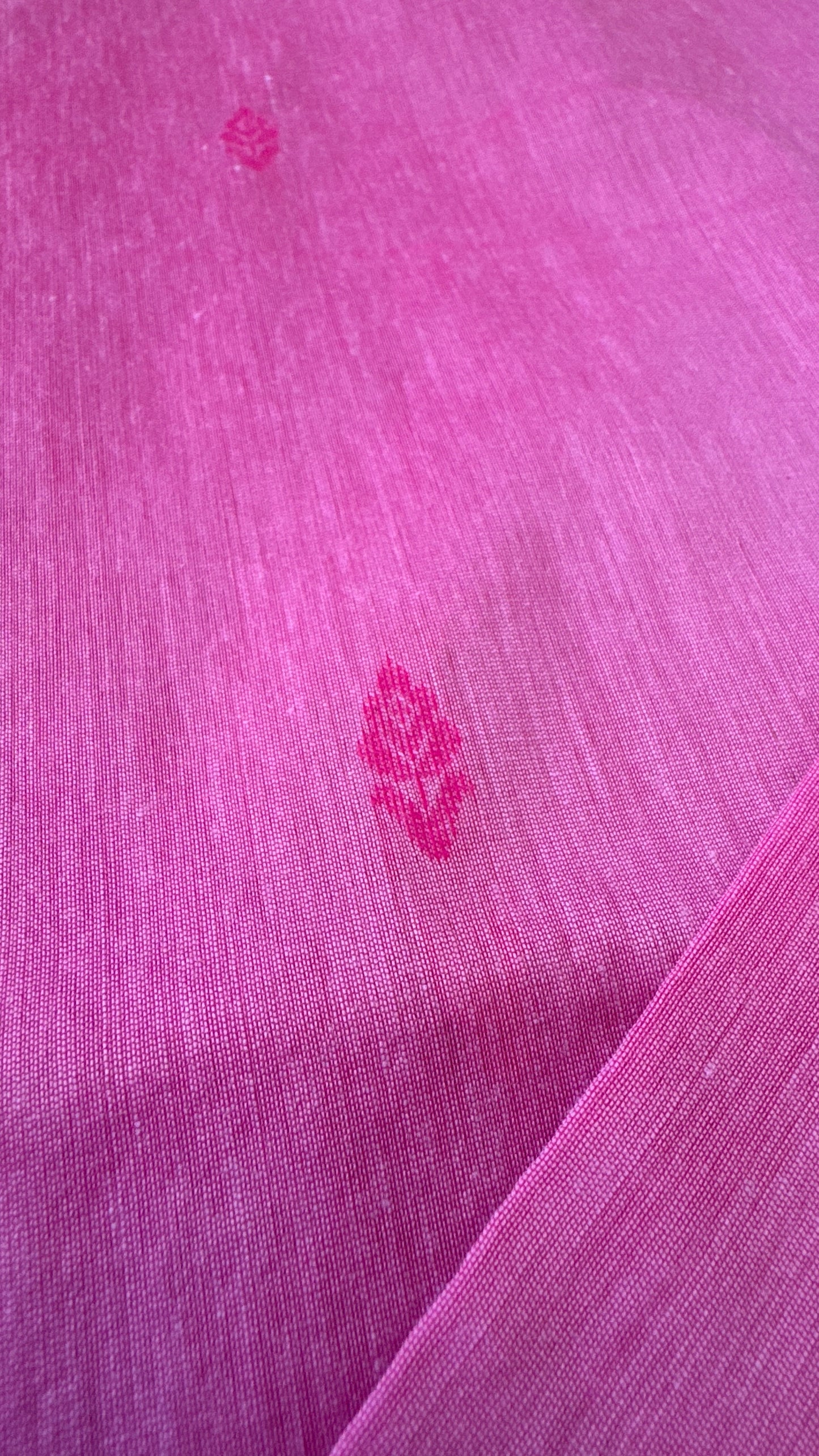 Purely Hand-Woven - Light Pink Cotton Silk Saree with Dark Pink Border