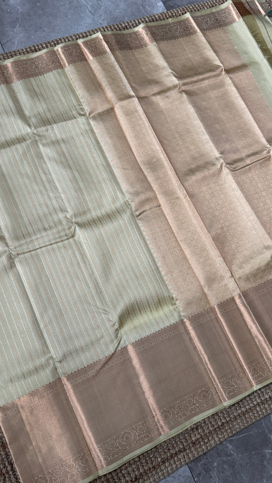 KANJIVARAM PURE SILK SAREE – Fully Brocade Saree in Beige/Champagne Color