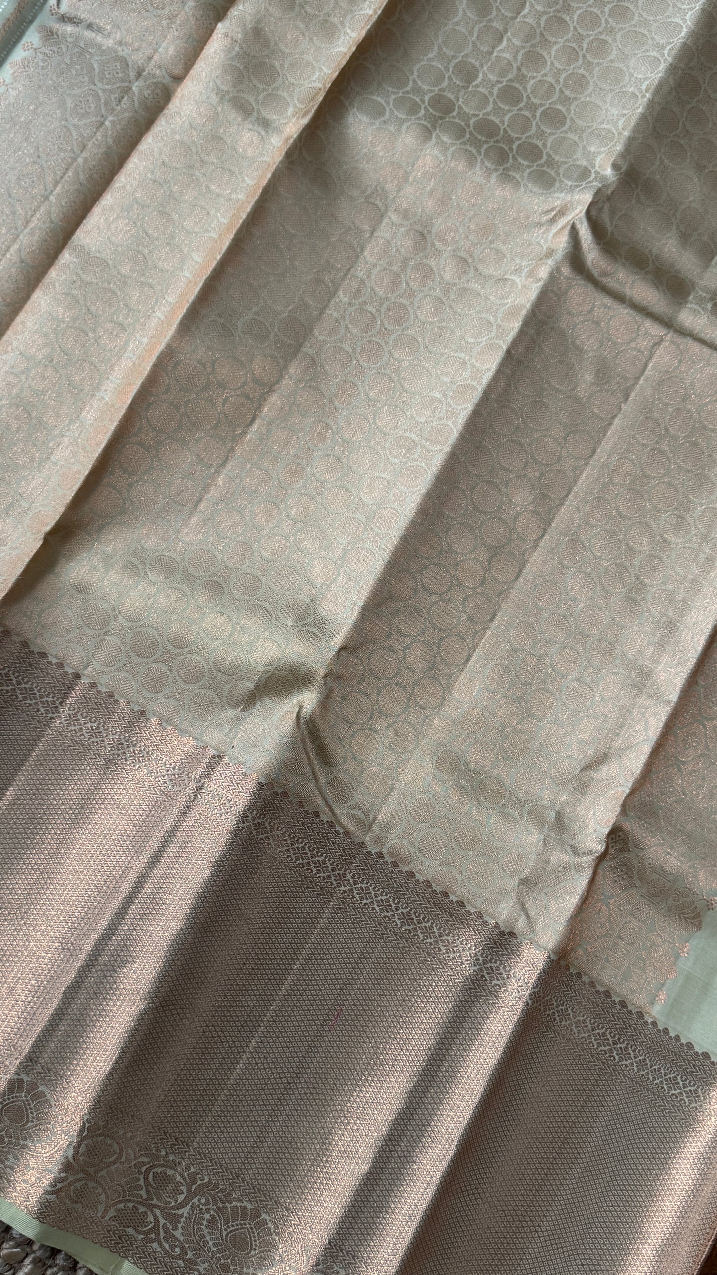 KANJIVARAM PURE SILK SAREE – Fully Brocade Saree in Beige/Champagne Color