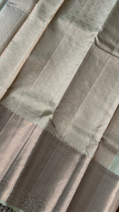 KANJIVARAM PURE SILK SAREE – Fully Brocade Saree in Beige/Champagne Color