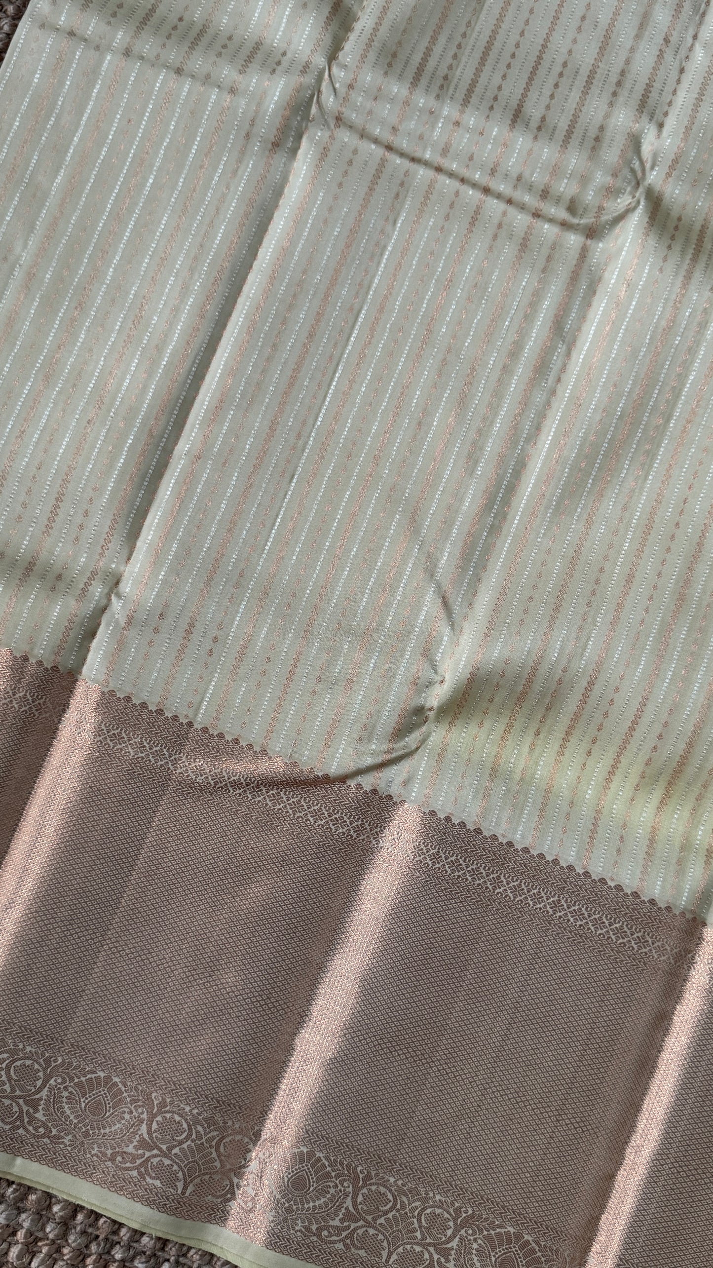 KANJIVARAM PURE SILK SAREE – Fully Brocade Saree in Beige/Champagne Color