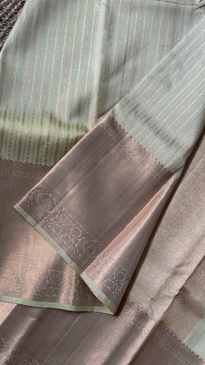 KANJIVARAM PURE SILK SAREE – Fully Brocade Saree in Beige/Champagne Color