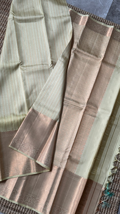 KANJIVARAM PURE SILK SAREE – Fully Brocade Saree in Beige/Champagne Color