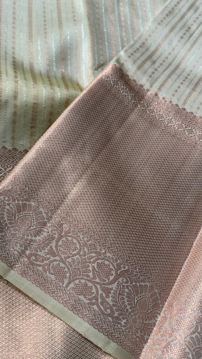 KANJIVARAM PURE SILK SAREE – Fully Brocade Saree in Beige/Champagne Color