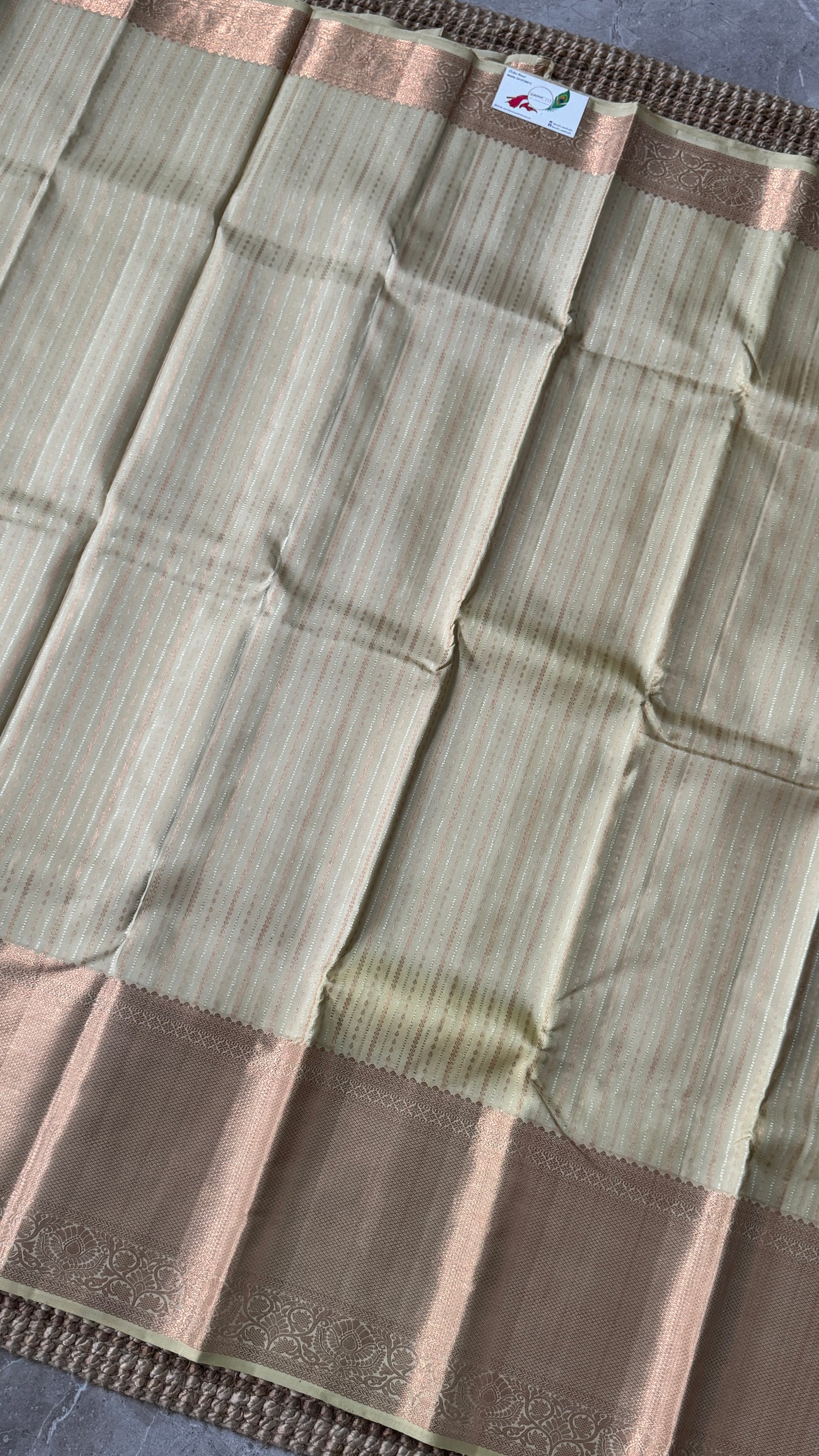 KANJIVARAM PURE SILK SAREE – Fully Brocade Saree in Beige/Champagne Color