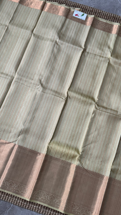 KANJIVARAM PURE SILK SAREE – Fully Brocade Saree in Beige/Champagne Color