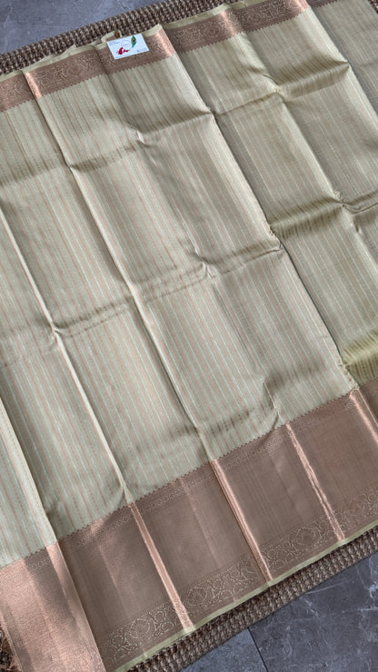 KANJIVARAM PURE SILK SAREE – Fully Brocade Saree in Beige/Champagne Color