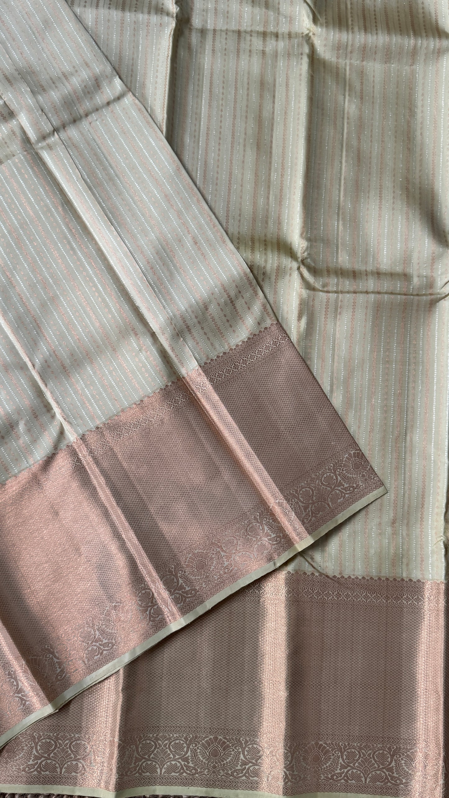 KANJIVARAM PURE SILK SAREE – Fully Brocade Saree in Beige/Champagne Color