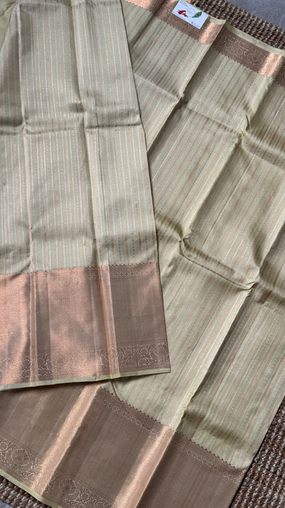 KANJIVARAM PURE SILK SAREE – Fully Brocade Saree in Beige/Champagne Color