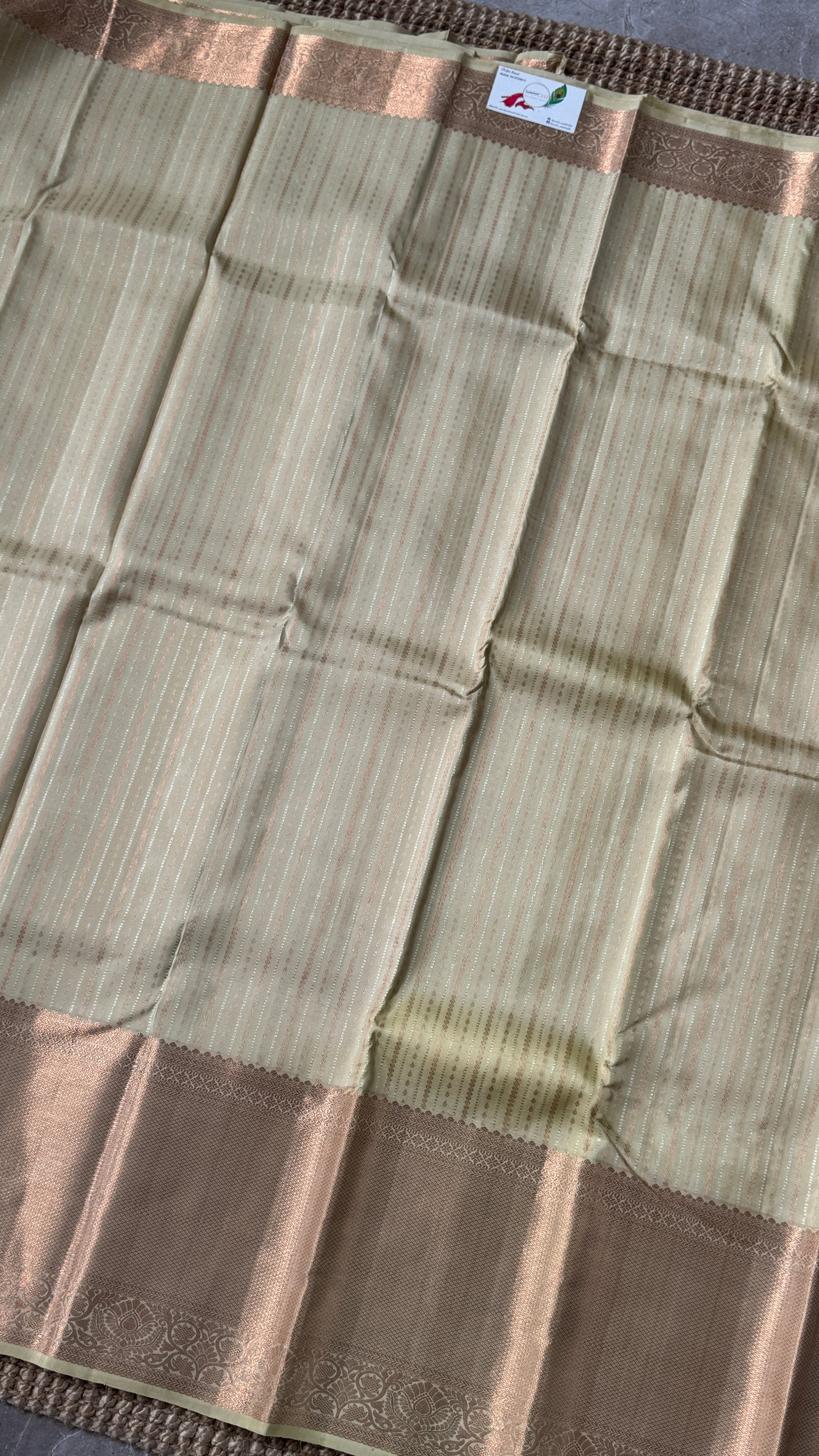 KANJIVARAM PURE SILK SAREE – Fully Brocade Saree in Beige/Champagne Color