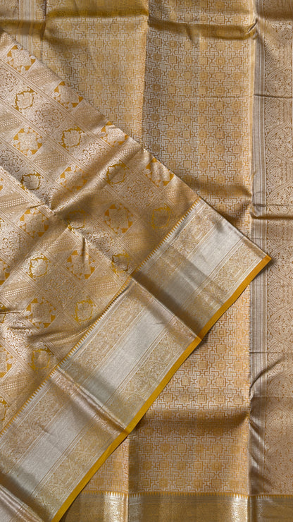 Pure Kanchivaram Silk Saree – Mustard Yellow