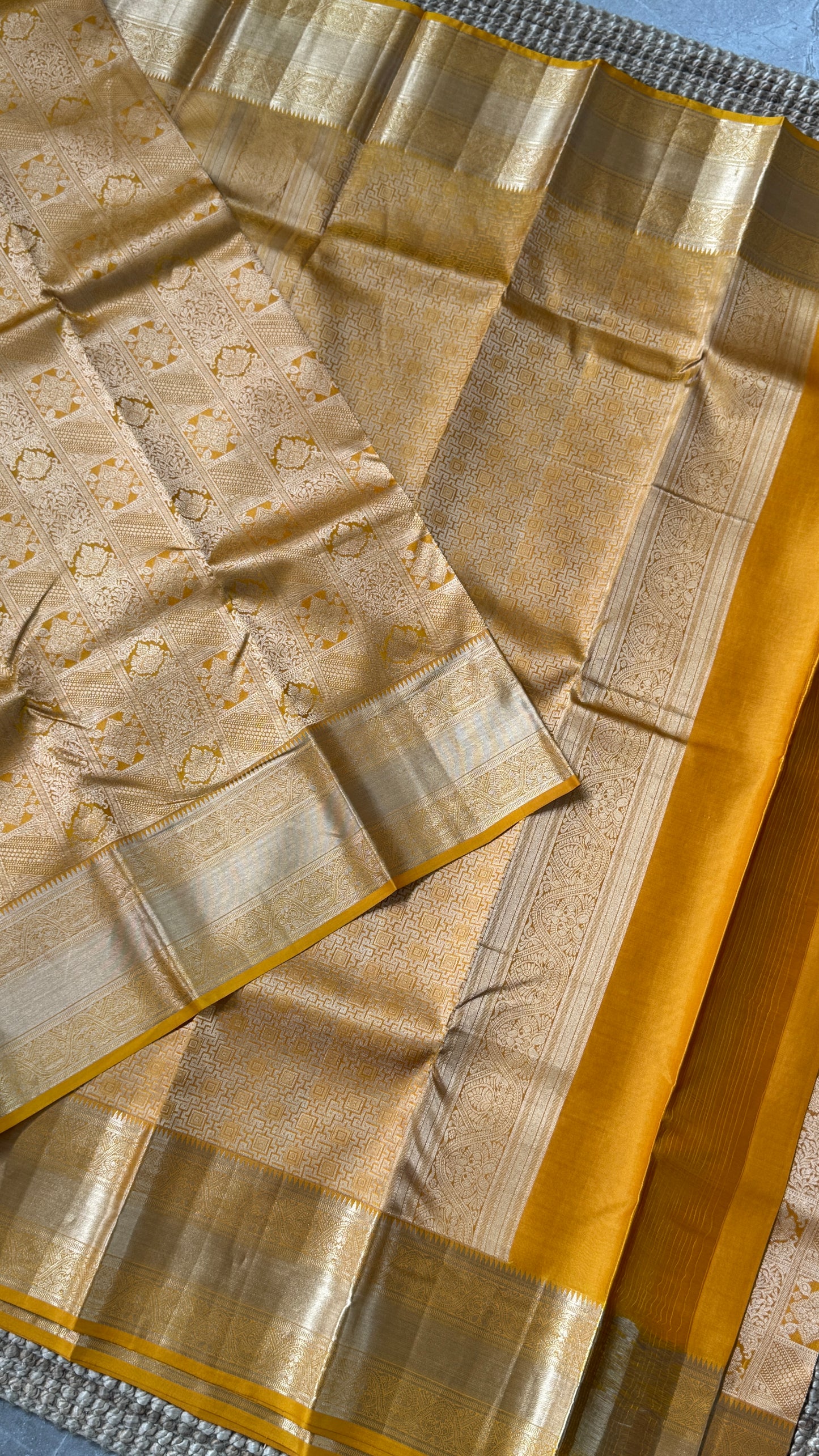 Pure Kanchivaram Silk Saree – Mustard Yellow