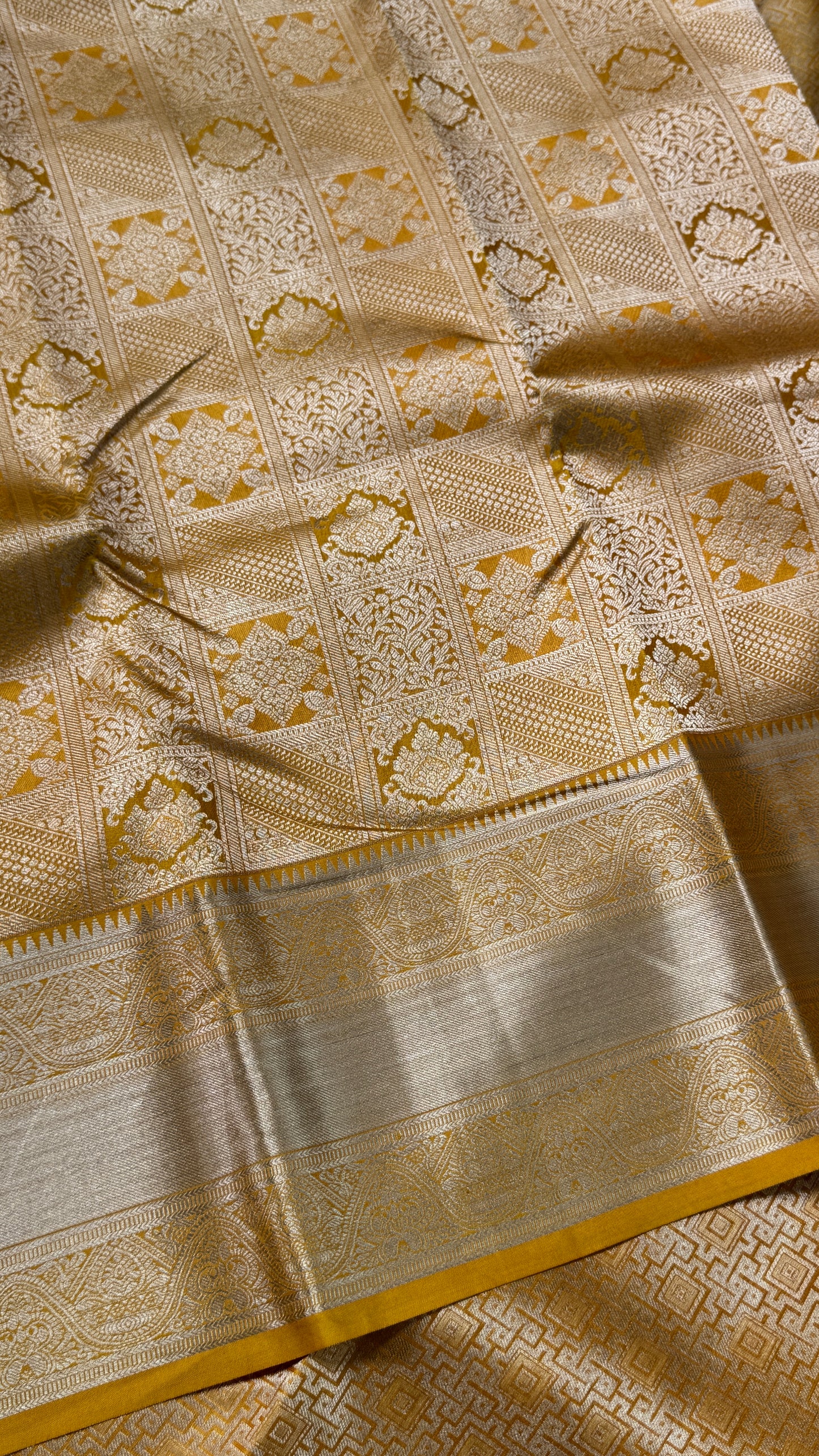 Pure Kanchivaram Silk Saree – Mustard Yellow