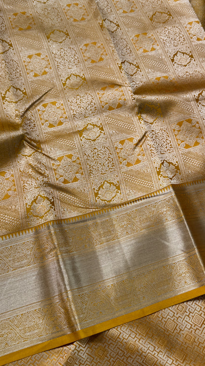 Pure Kanchivaram Silk Saree – Mustard Yellow