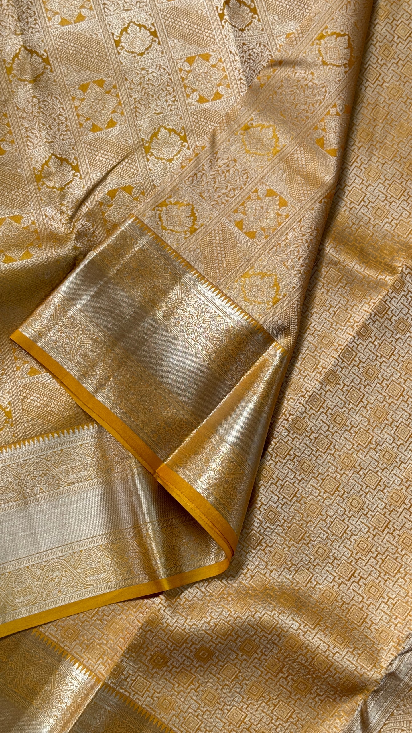 Pure Kanchivaram Silk Saree – Mustard Yellow