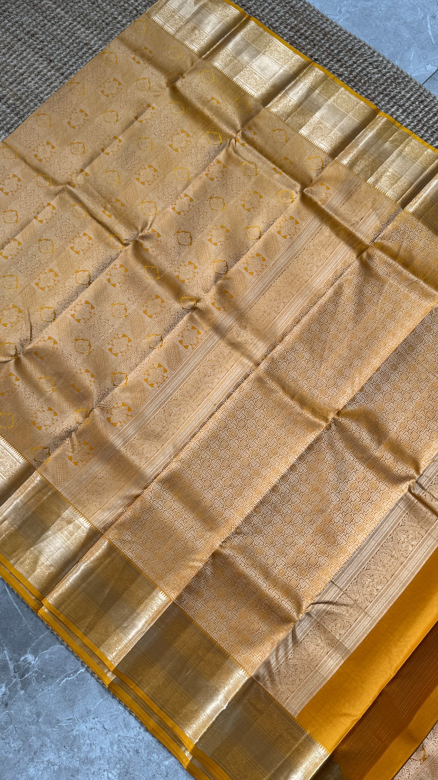 Pure Kanchivaram Silk Saree – Mustard Yellow