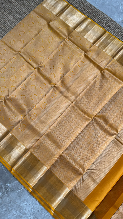 Pure Kanchivaram Silk Saree – Mustard Yellow