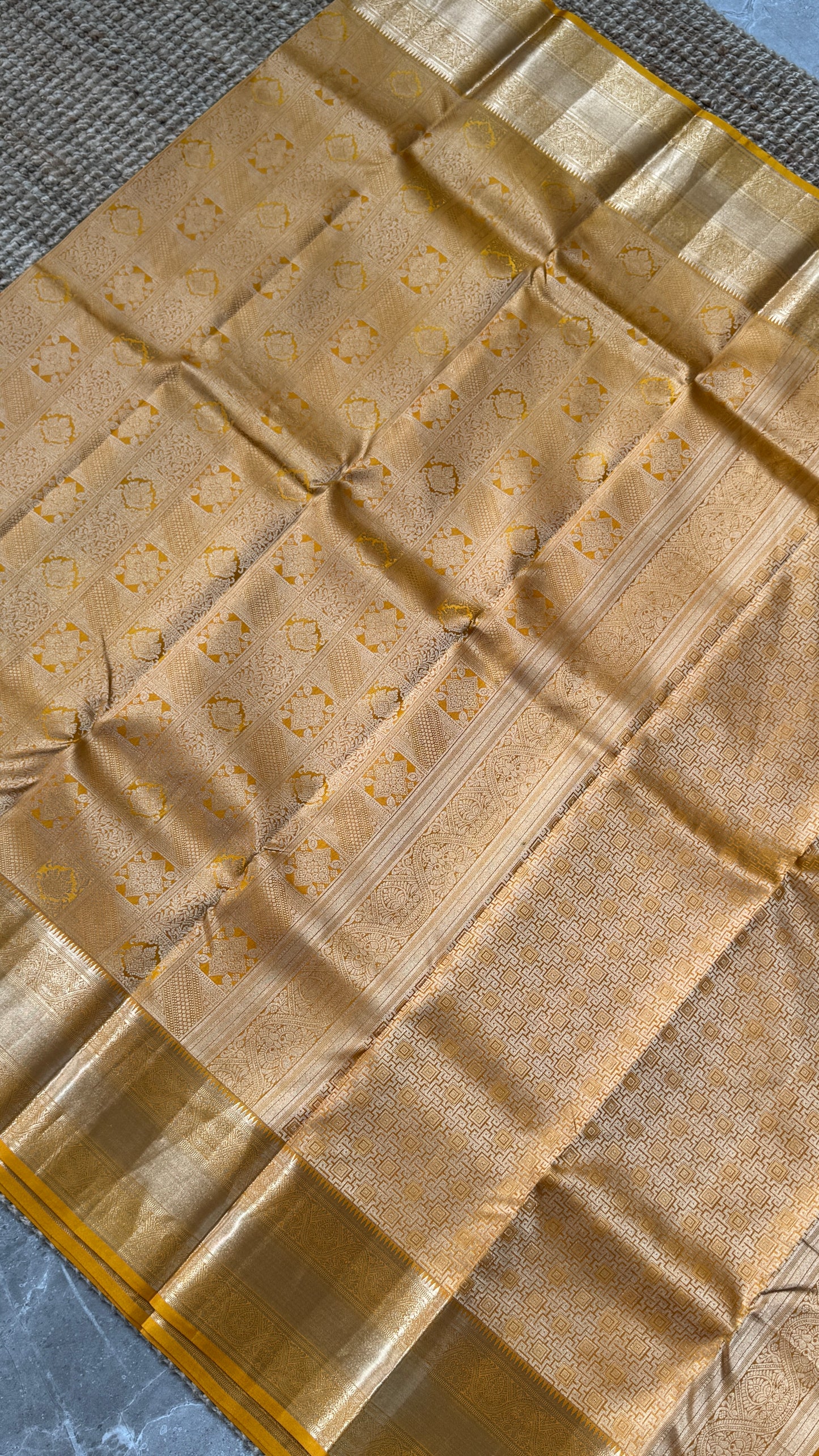 Pure Kanchivaram Silk Saree – Mustard Yellow