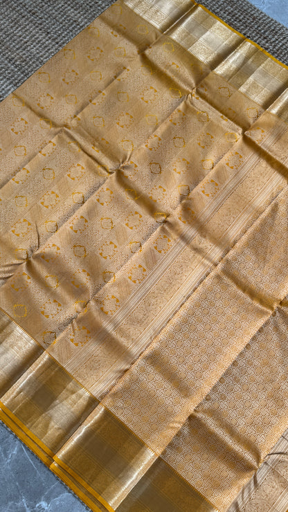 Pure Kanchivaram Silk Saree – Mustard Yellow