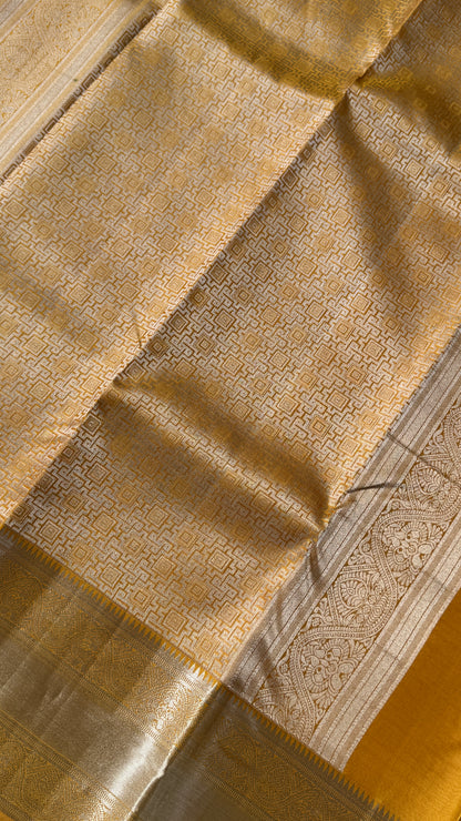 Pure Kanchivaram Silk Saree – Mustard Yellow