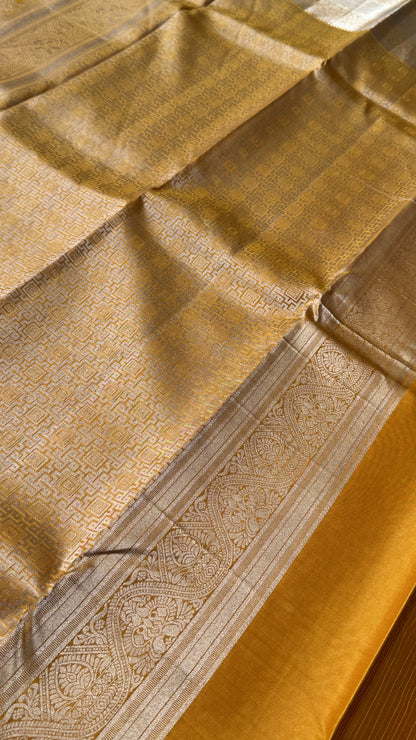 Pure Kanchivaram Silk Saree – Mustard Yellow