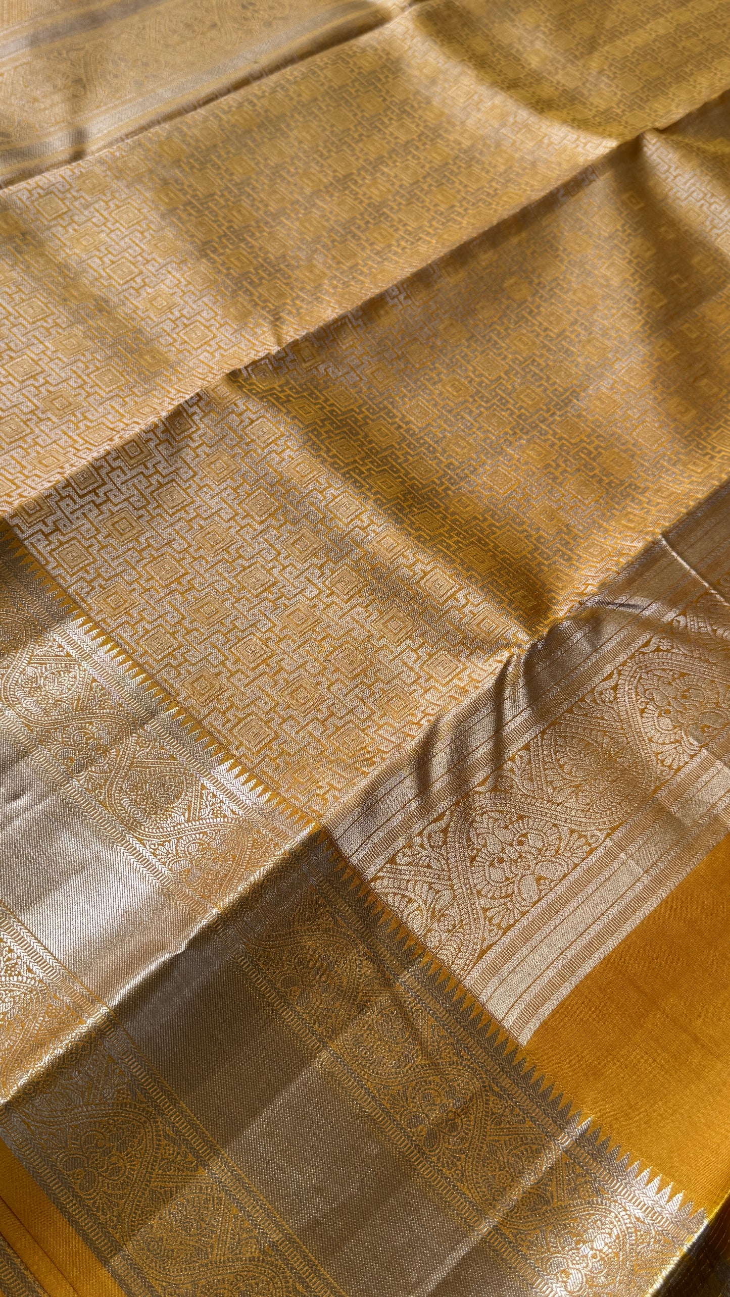 Pure Kanchivaram Silk Saree – Mustard Yellow