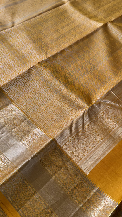 Pure Kanchivaram Silk Saree – Mustard Yellow