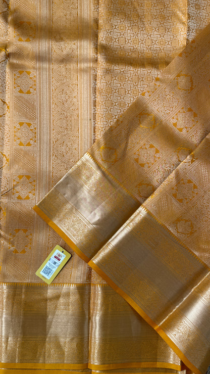 Pure Kanchivaram Silk Saree – Mustard Yellow