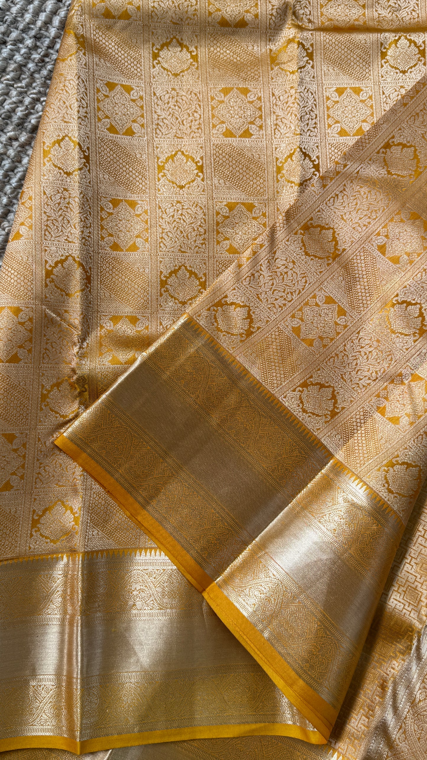 Pure Kanchivaram Silk Saree – Mustard Yellow