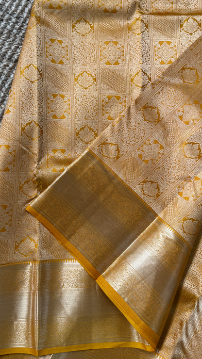 Pure Kanchivaram Silk Saree – Mustard Yellow