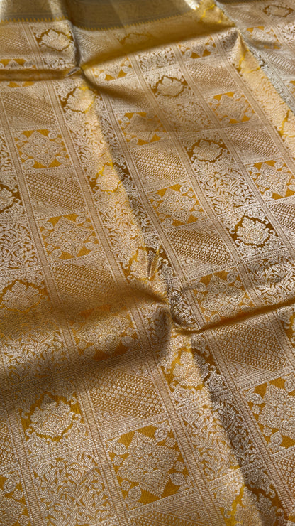Pure Kanchivaram Silk Saree – Mustard Yellow