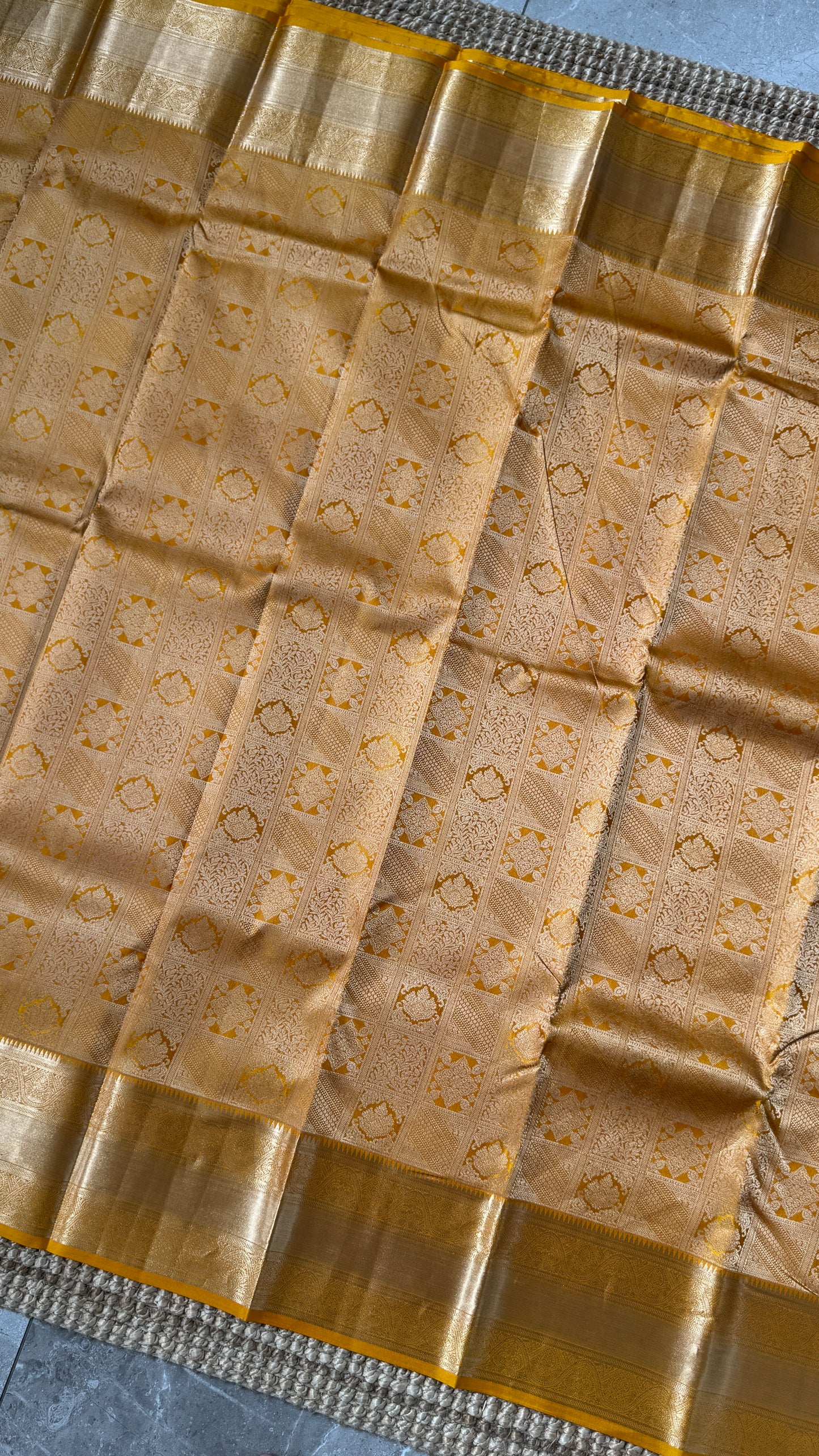 Pure Kanchivaram Silk Saree – Mustard Yellow