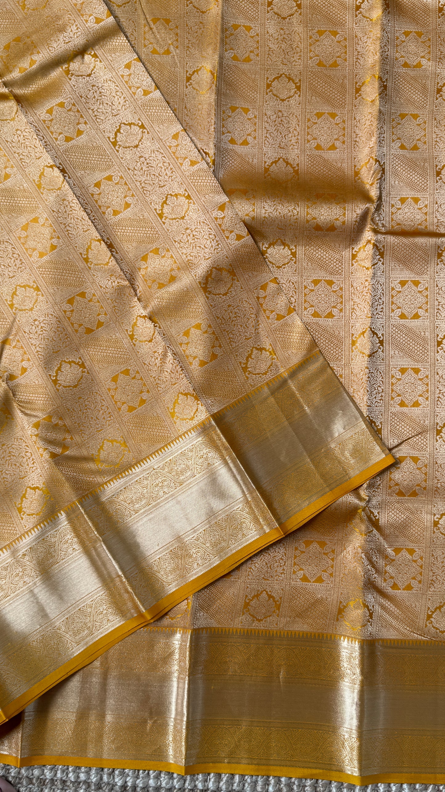 Pure Kanchivaram Silk Saree – Mustard Yellow