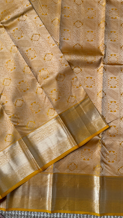 Pure Kanchivaram Silk Saree – Mustard Yellow