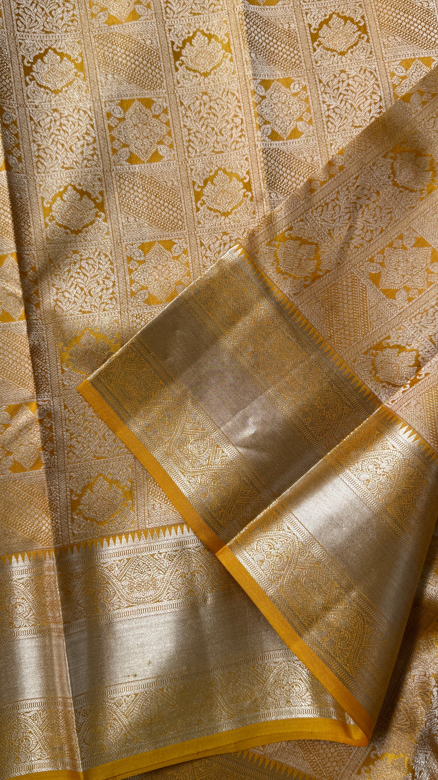 Pure Kanchivaram Silk Saree – Mustard Yellow