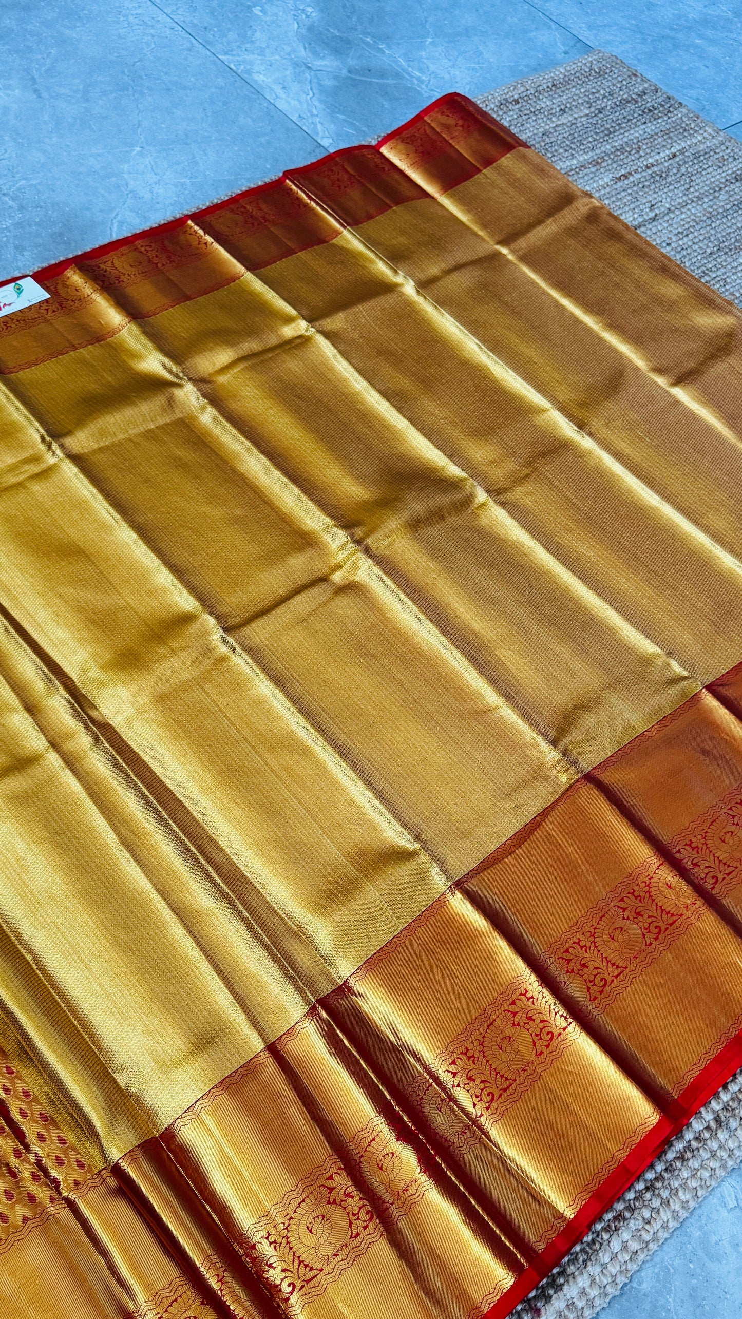 Pure Handloom Tissue Kanchivaram Silk Saree – Gold and Red Bridal Saree