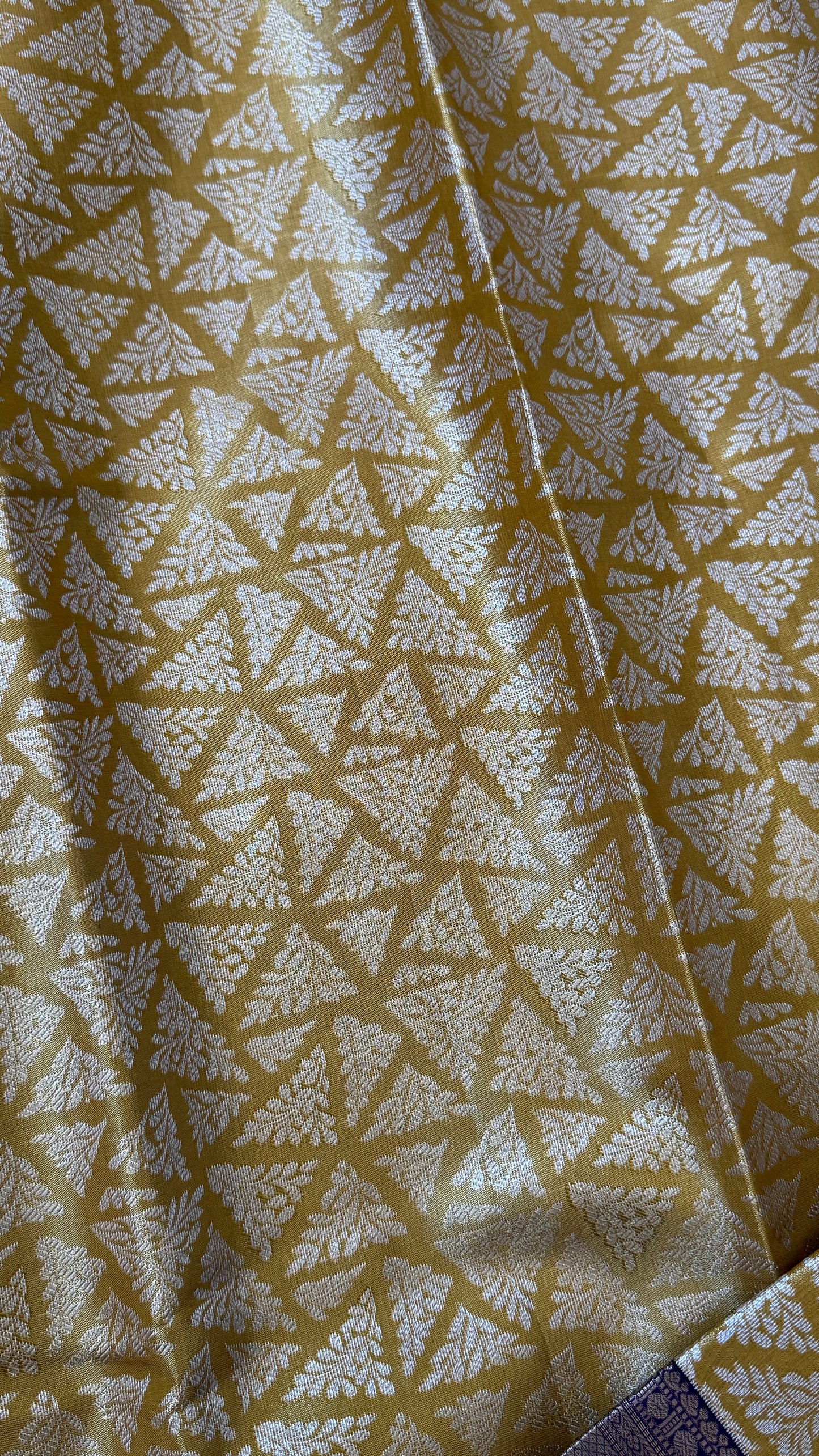 Semi Silk Saree – Light Gold Body with Purple Border