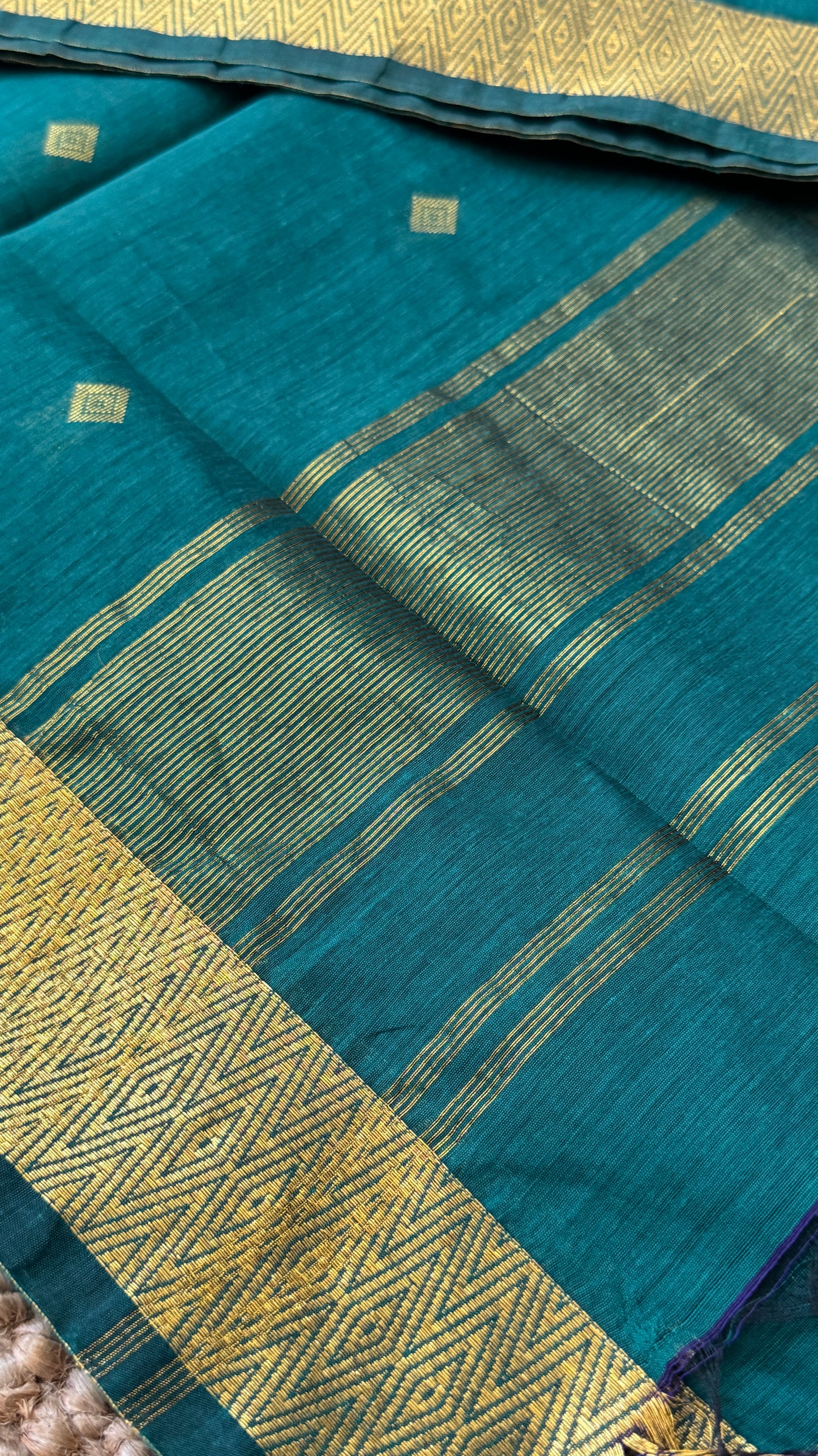 Purely Hand-Woven - Rama Blue Cotton Silk Saree