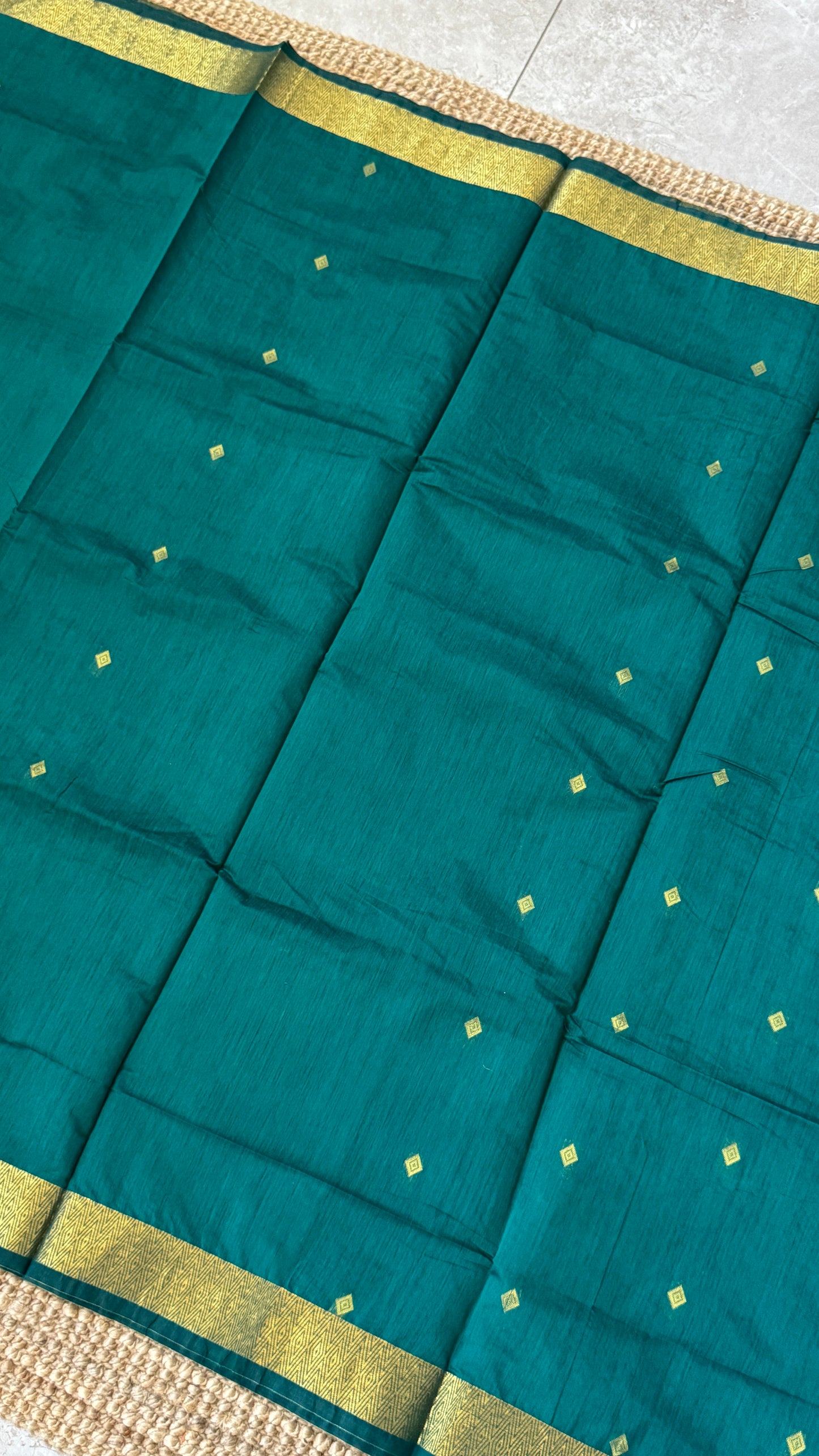 Purely Hand-Woven - Rama Blue Cotton Silk Saree