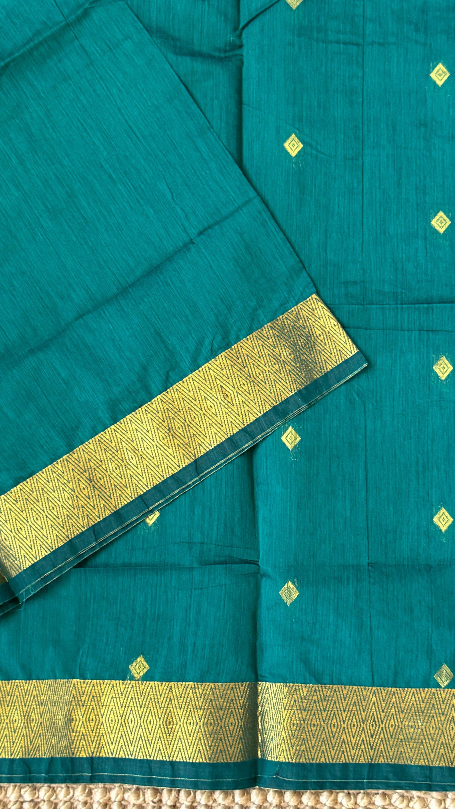 Purely Hand-Woven - Rama Blue Cotton Silk Saree