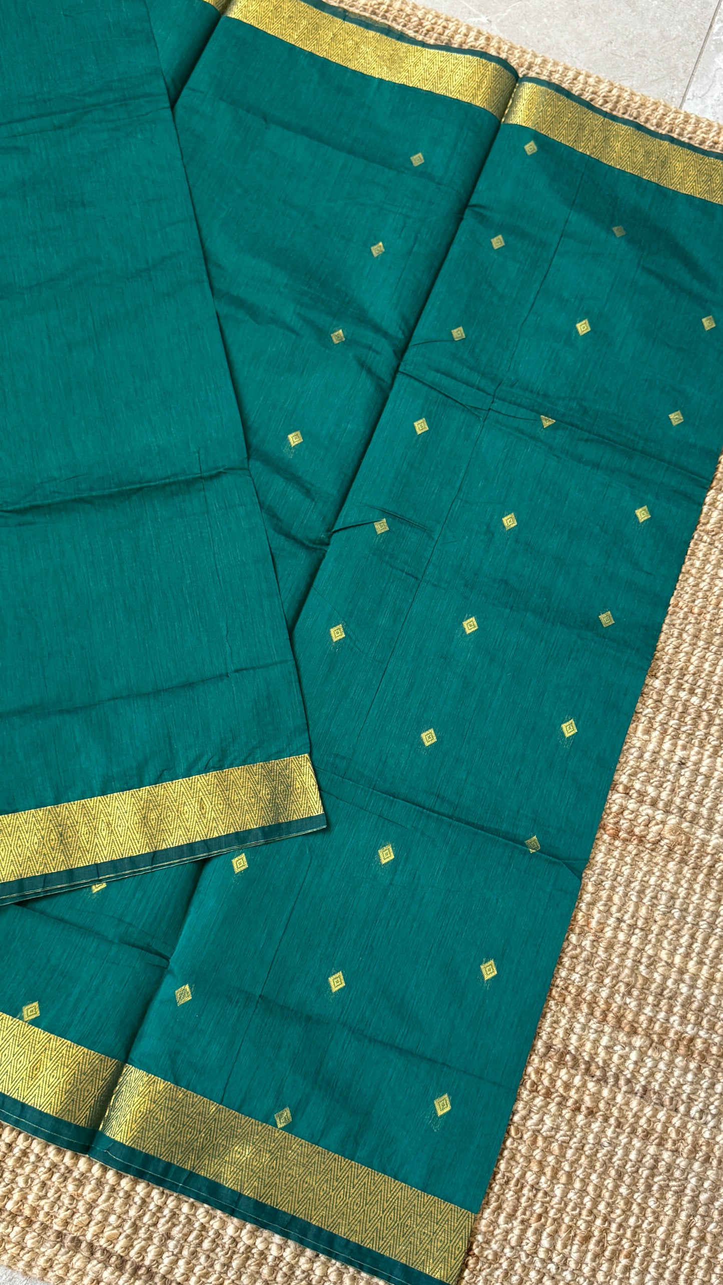 Purely Hand-Woven - Rama Blue Cotton Silk Saree