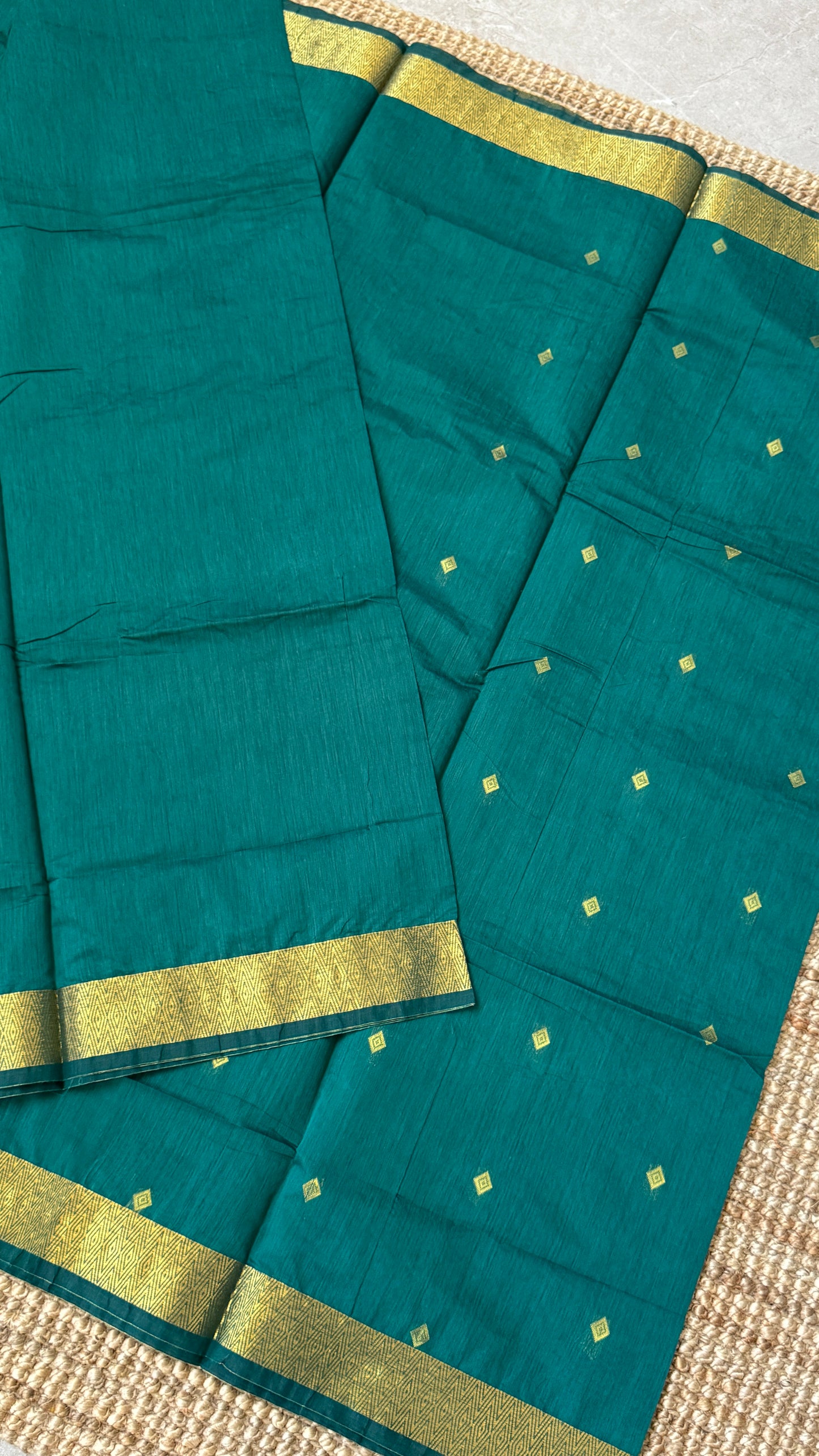 Purely Hand-Woven - Rama Blue Cotton Silk Saree