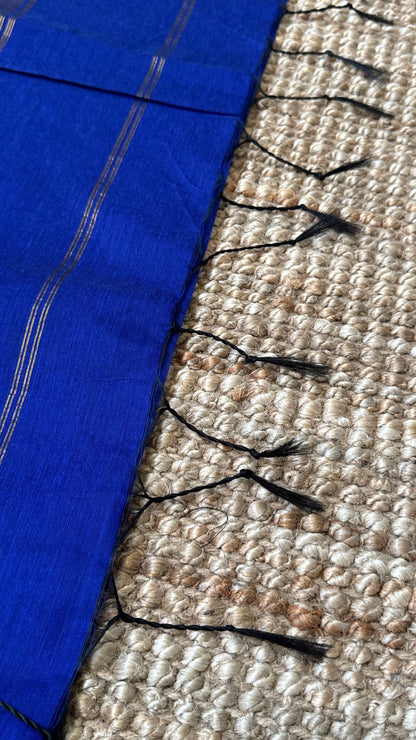 Purely Hand-Woven - Royal Blue Cotton Silk Saree