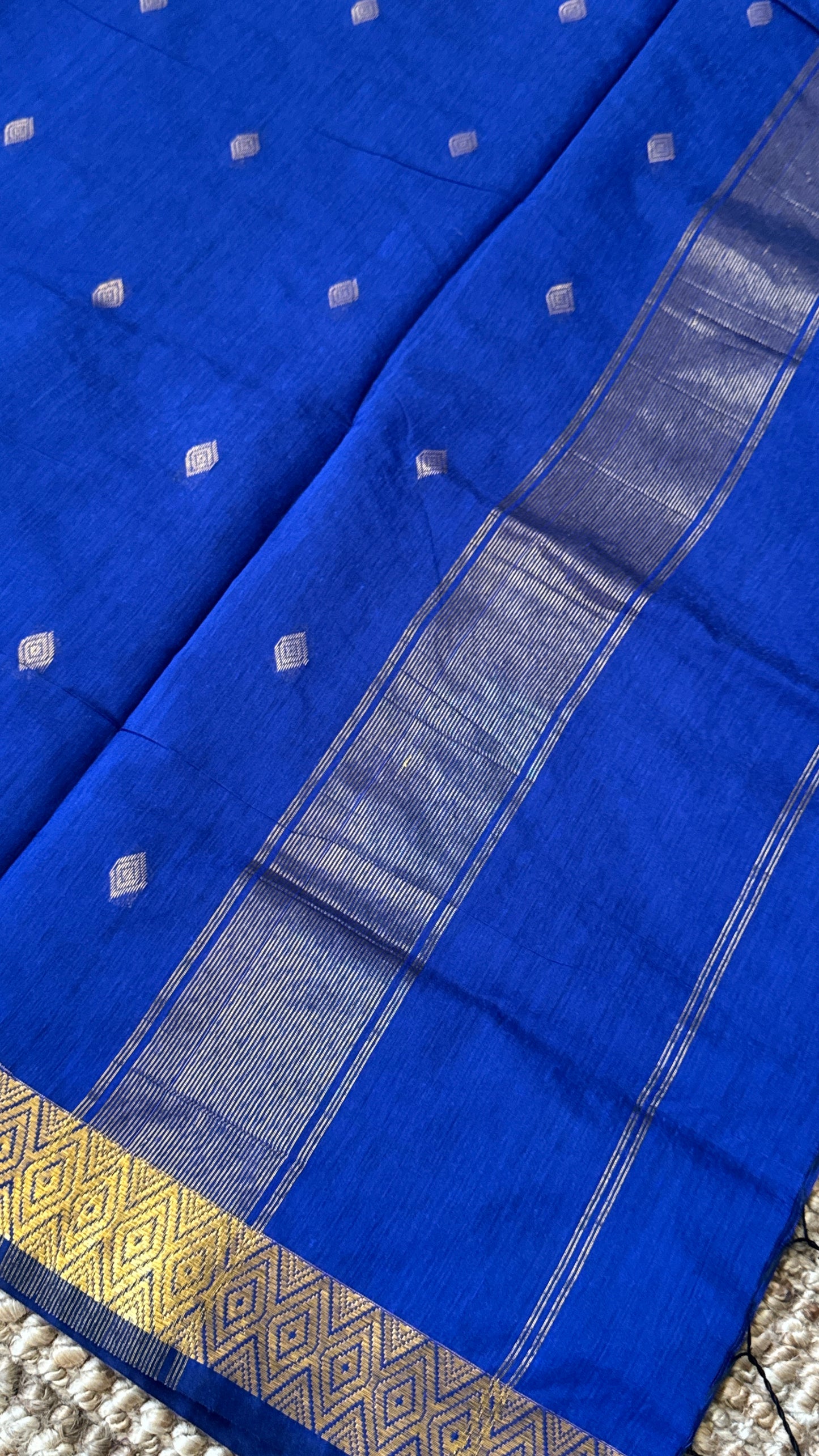 Purely Hand-Woven - Royal Blue Cotton Silk Saree