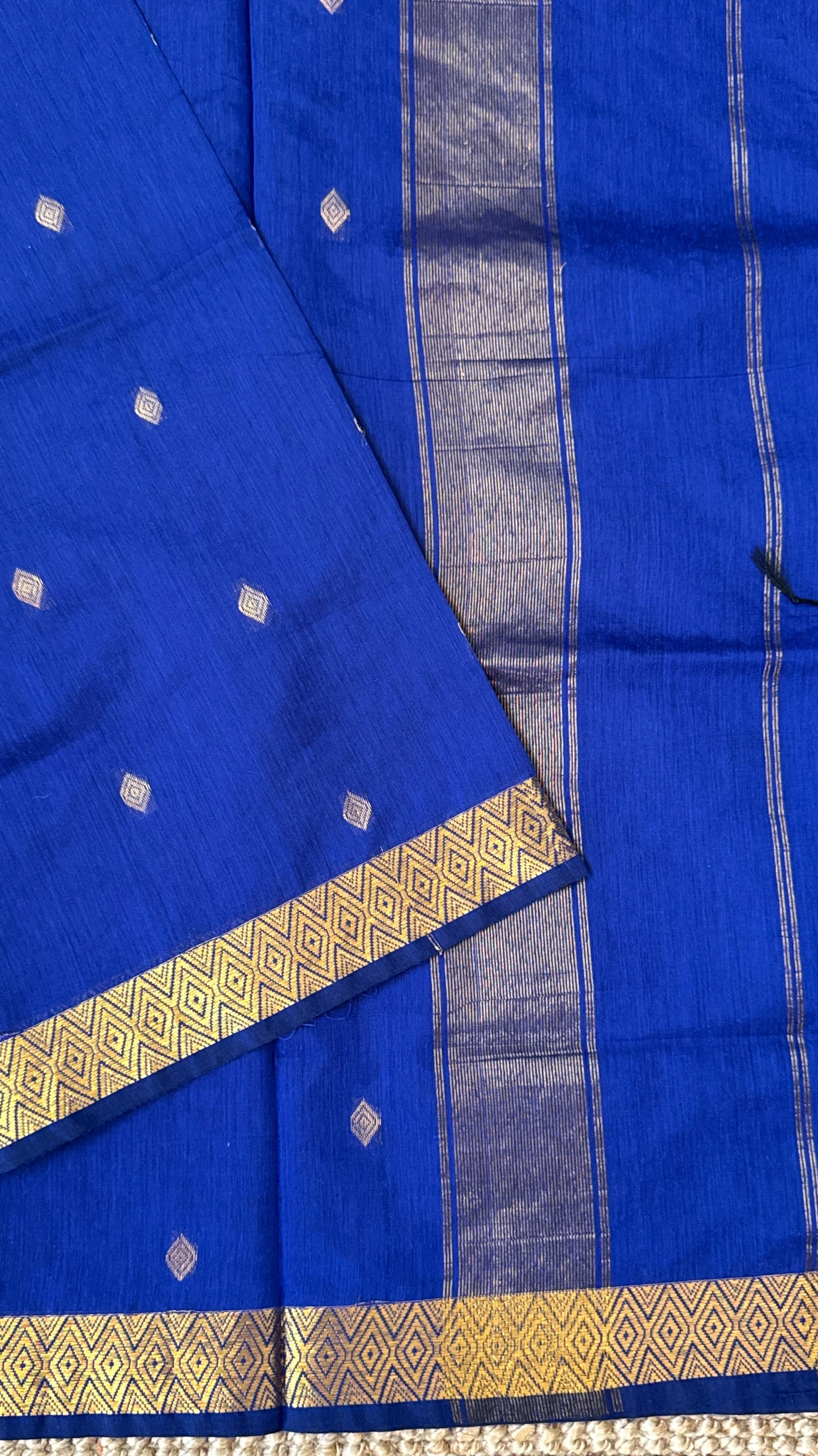 Purely Hand-Woven - Royal Blue Cotton Silk Saree