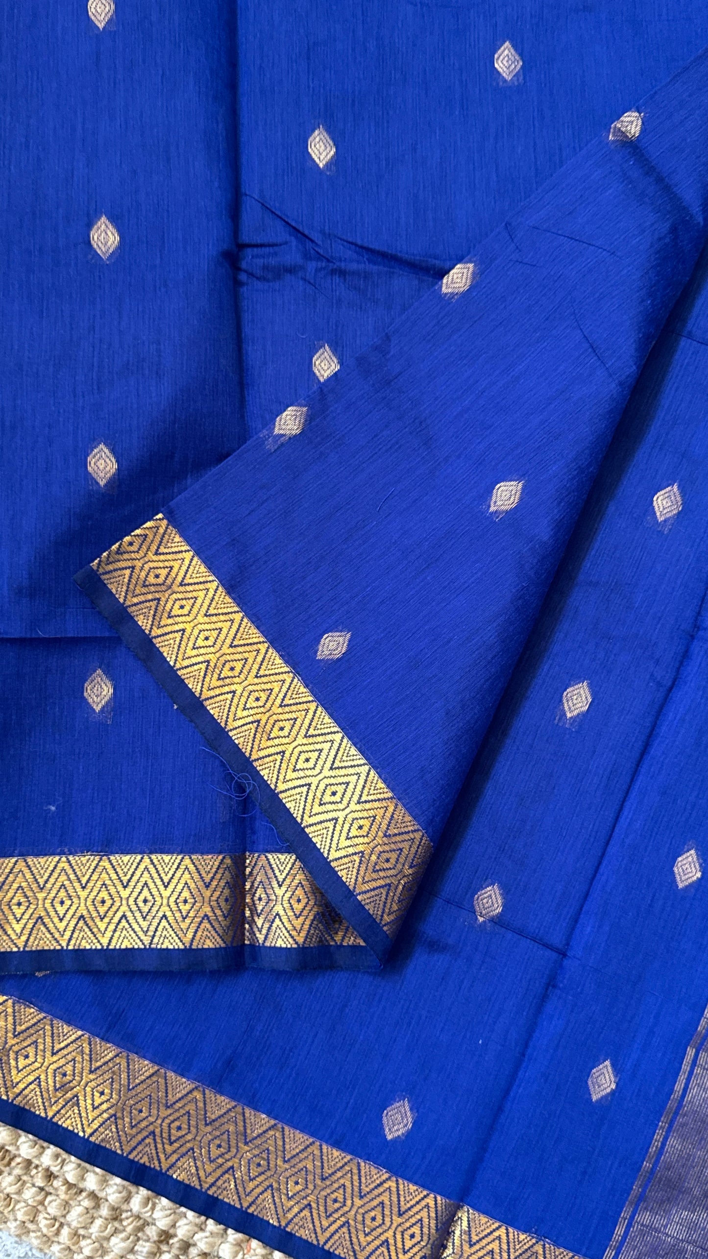 Purely Hand-Woven - Royal Blue Cotton Silk Saree