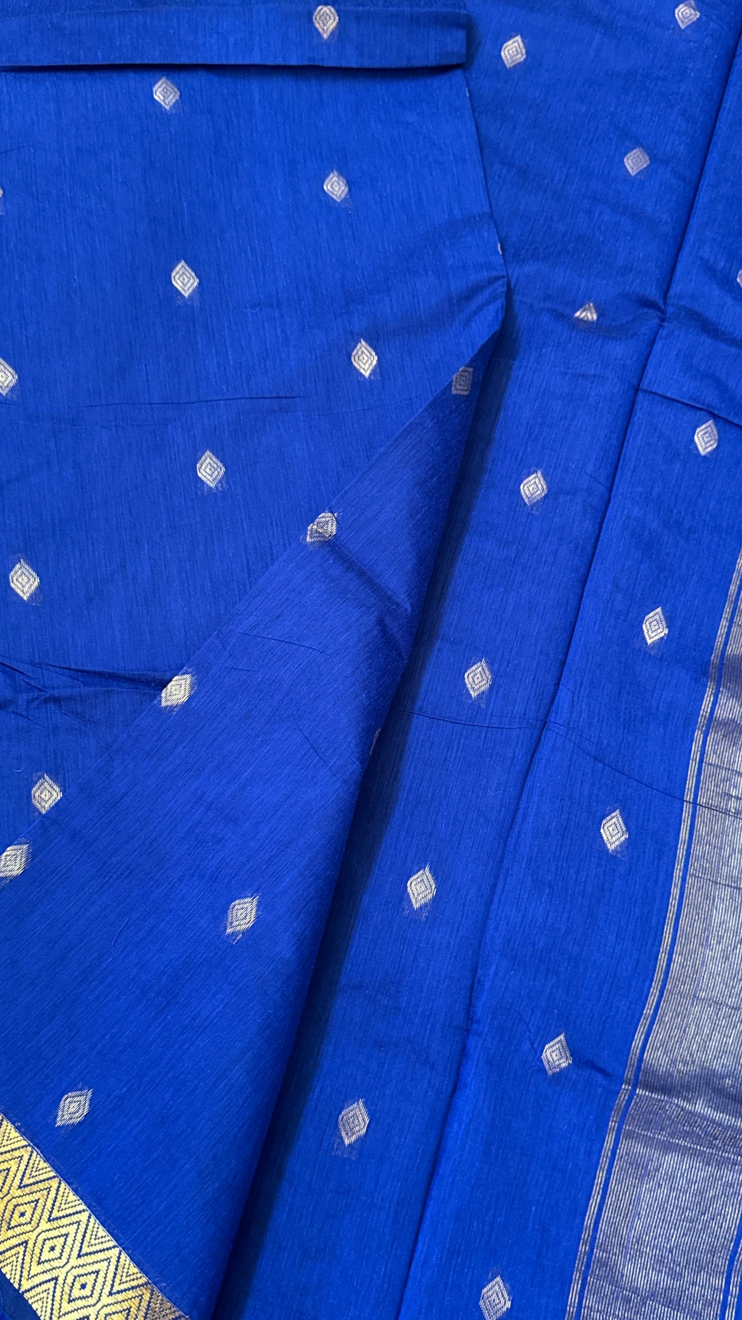 Purely Hand-Woven - Royal Blue Cotton Silk Saree